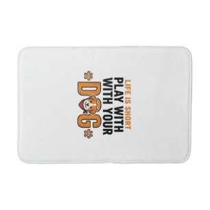 Play With Your Dog Funny Vintage Engraving Design_ Bath Mat