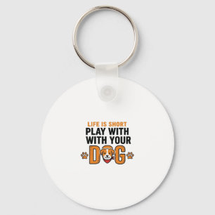 Play With Your Dog Funny Vintage Engraving Design_ Key Ring