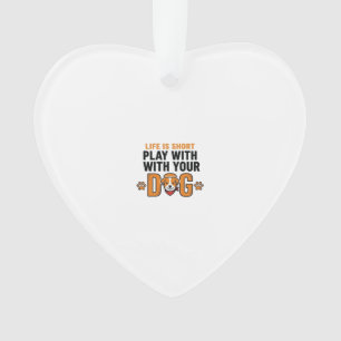Play With Your Dog Funny Vintage Engraving Design_ Ornament