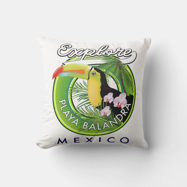 Playa Balandra Mexico retro logo Cushion (Front)