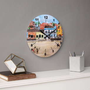 Playa de la Malvarrosa Painting by Alfred Fox Large Clock