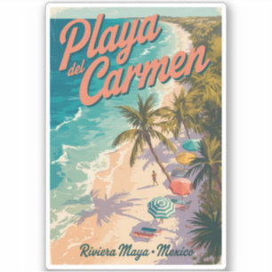 Playa del Carmen Beach Illustration Travel Art