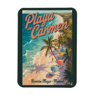 Playa del Carmen Beach Illustration Travel Art Magnet