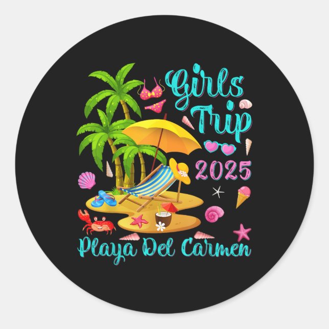 Playa Del Carmen Beach Mexico Summer Girls Trip 20 Classic Round Sticker (Front)