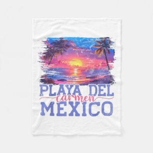 Playa Del Carmen Beach Mexico Tropical Summer Fleece Blanket