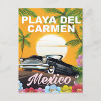 Playa del Carmen Mexican car travel poster