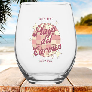 Playa del Carmen Mexico accessory souvenir  Stemless Wine Glass