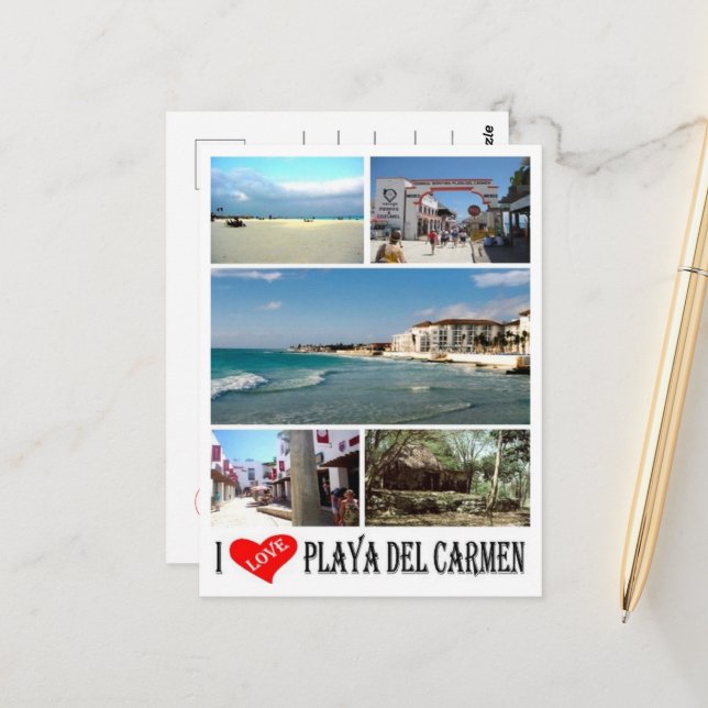 Playa Del Carmen - Mexico - I Love - Postcard (Front/Back In Situ)