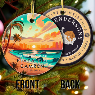 Playa del Carmen Mexico Palm Tree Vintage Souvenir Ceramic Tree Decoration