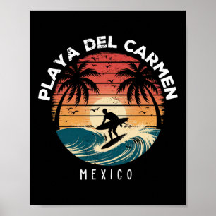 Playa Del Carmen Mexico Surfboard Waves Beach  Poster