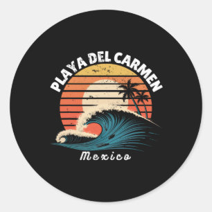 Playa Del Carmen Mexico Women Men Surfboarding  Classic Round Sticker
