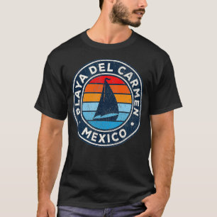 Playa del men Mexico Vintage Sailboat Retro 70s T-Shirt