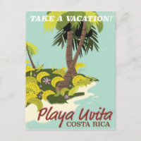 Playa Uvita, Costa rica beach travel poster/