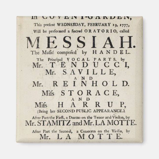 Playbill advertising a performance magnet (Front)