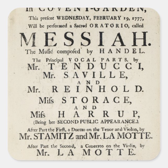 Playbill advertising a performance square sticker (Front)