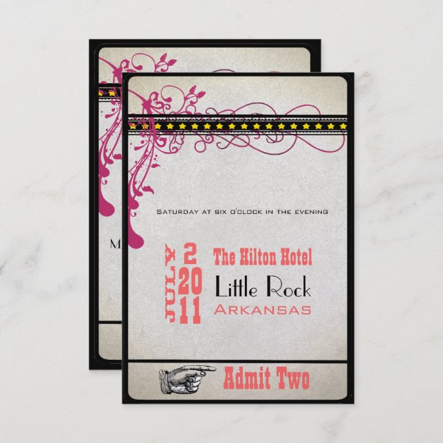 Playbill Ticket RSVP  (3.5 x 5) Invitation (Front/Back)