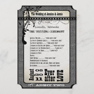 Playbill Wedding Program Metallic Silver Programme