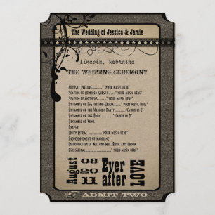 Playbill Wedding Program Metallic Silver Programme