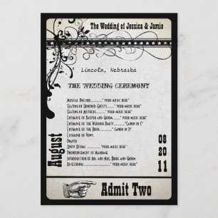 Playbill Wedding Program Metallic Silver Programme