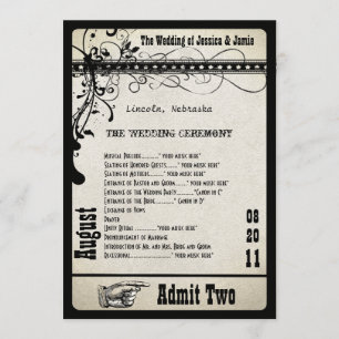 Playbill Wedding Program Metallic Silver Programme