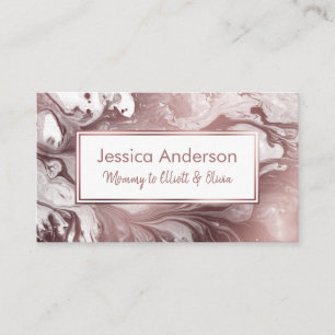 Playdate Calling Card in Rose Gold Marble on White