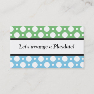 Playdate Green Blue Polka Dots Business Cards