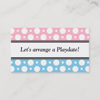 Playdate Pink Blue Polka Dots Business Cards