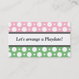 Playdate Pink Green Polka Dots Business Cards