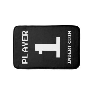 Player 1 gamer design bath mat