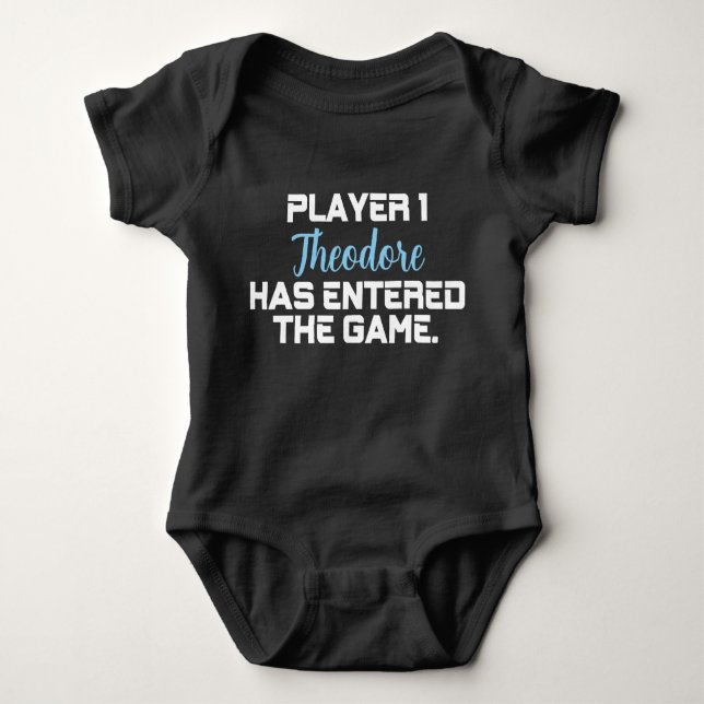 Player 1 Has Entered with Newborn Name Introductio Baby Bodysuit (Front)