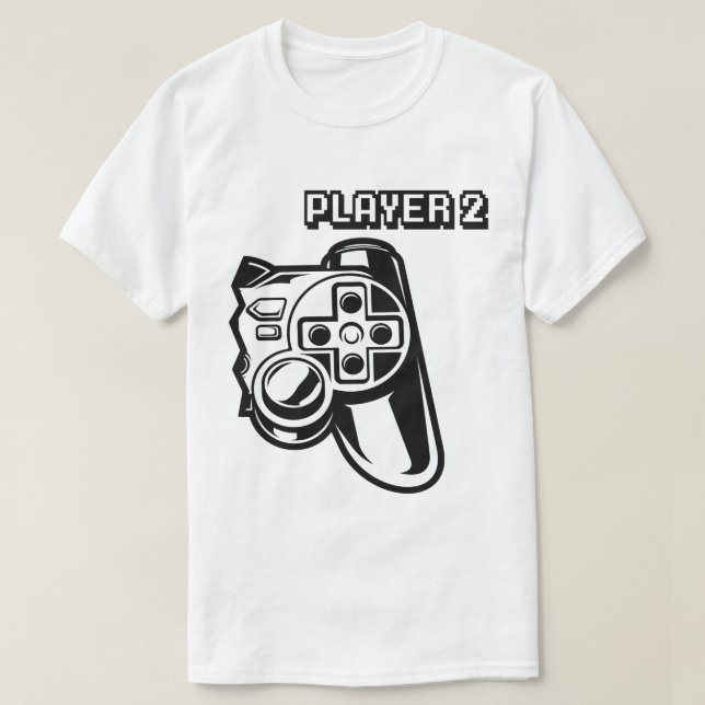 Player 1 Player 2 Gamer Couple T-Shirt (Design Front)
