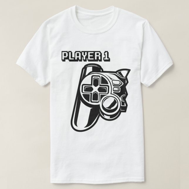 Player 1 Player 2 Gamer Couple T-Shirt (Design Front)