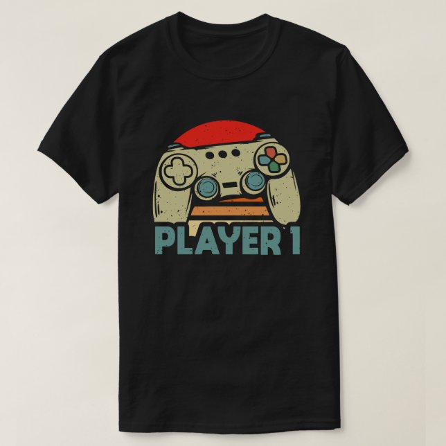 Player 1 Player 2 Matching Gamer Couple T-Shirt (Design Front)