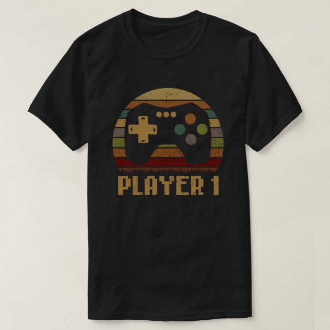 Player 1 Player 2 Matching Gamer Couple T-Shirt (Design Front)
