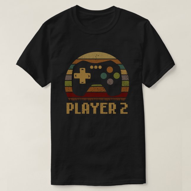 Player 1 Player 2 Matching Gamer Couple  T-Shirt (Design Front)