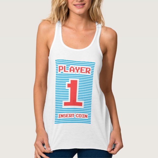 Player 1, Player One, Arcade, Geek, Gamer Singlet (Front)