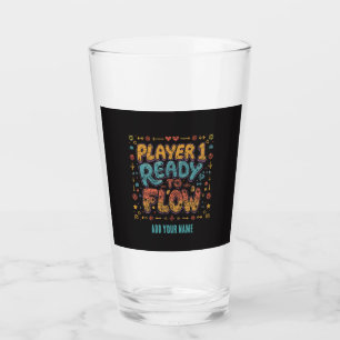Player 1 Ready To Flow Retro Arcade Gamer Personal Glass