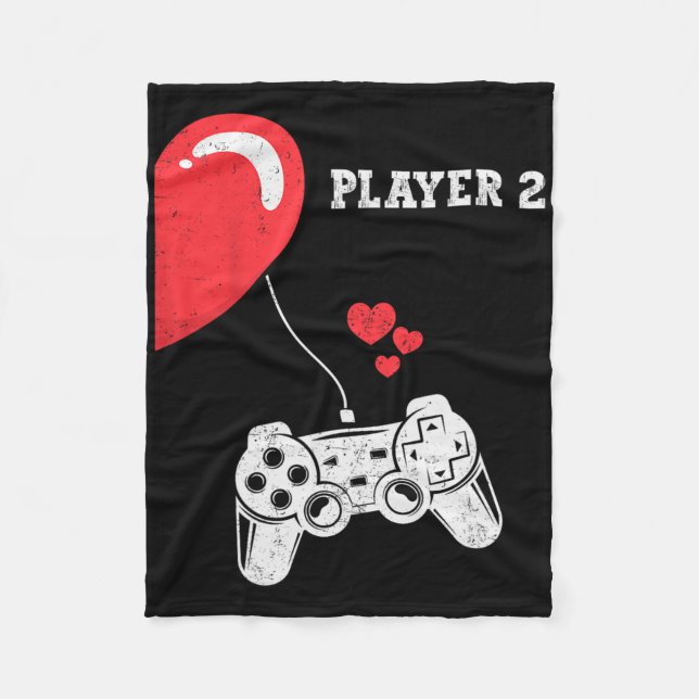 Player 2 Valentines Day Gaming Matching Couple Gam Fleece Blanket (Front)