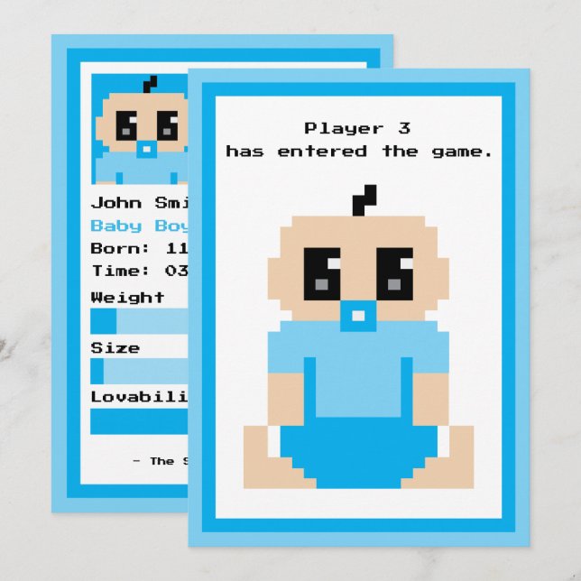 Player 3 Entered The Game Baby Boy Announcement (Front/Back)