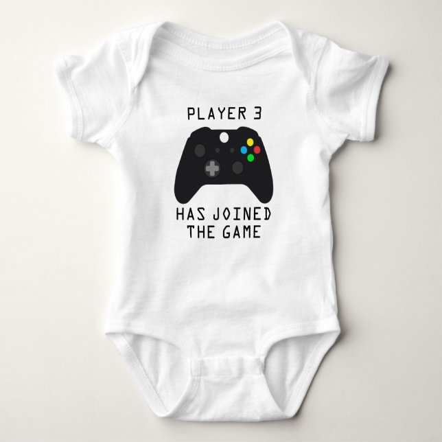 Player 3 has joined the game controller baby bodysuit (Front)