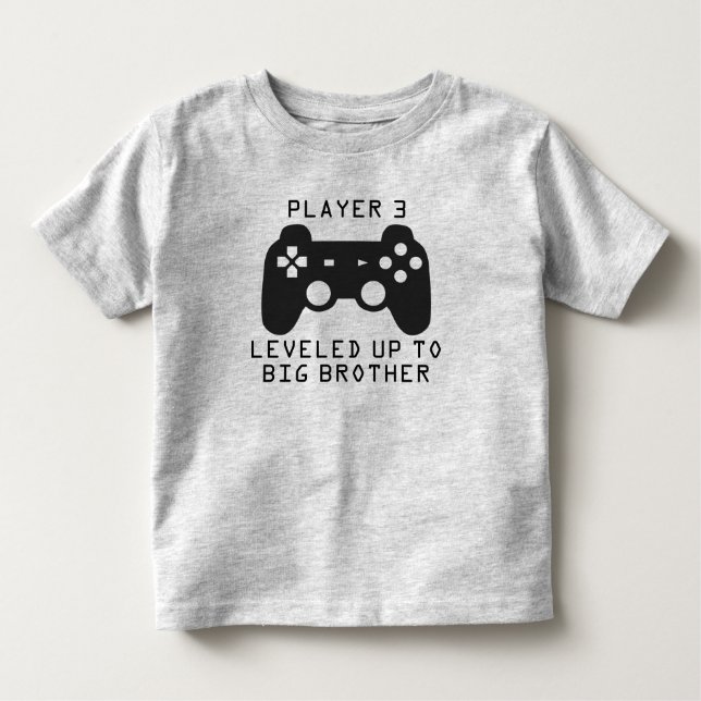 Player 3 Levelled up to Big Brother / Big Sister Toddler T-Shirt (Front)
