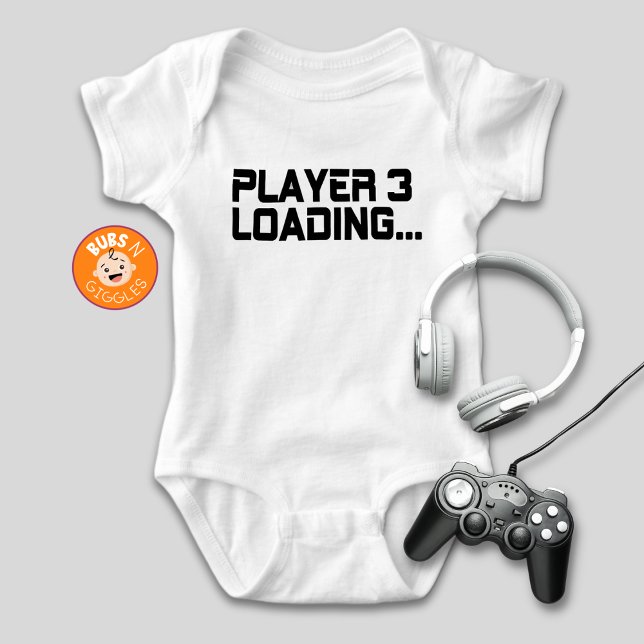 Player 3 Loading Gamer Mum Pregnancy Announcement Baby Bodysuit (Creator Uploaded)