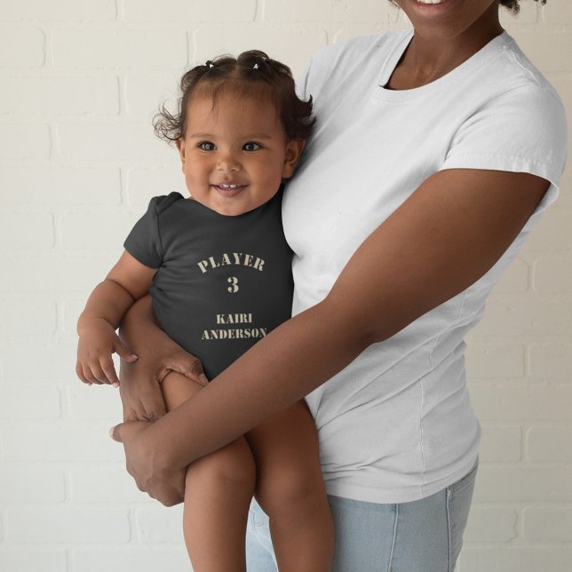 Player 3 with Namen and Number (in sand) Baby Bodysuit (Creator Uploaded)