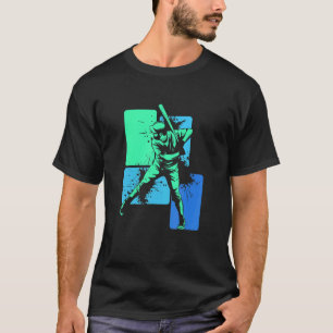 Player Baseball Batter Green Blue Catcher Pitcher T-Shirt