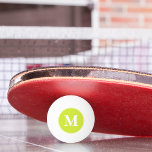 Player Coach Monogrammed Initial Table Tennis Beer Ping Pong Ball<br><div class="desc">Create your own custom, personalised, modern white script / typography monogram initial monogrammed on light green, tournament quality table tennis / beer pong / ping pong ball, available in 13 fun colours, including 4 glow-in-the-dark options. Simply type in your initials / monogram, to customise. Make a great gift for birthday,...</div>