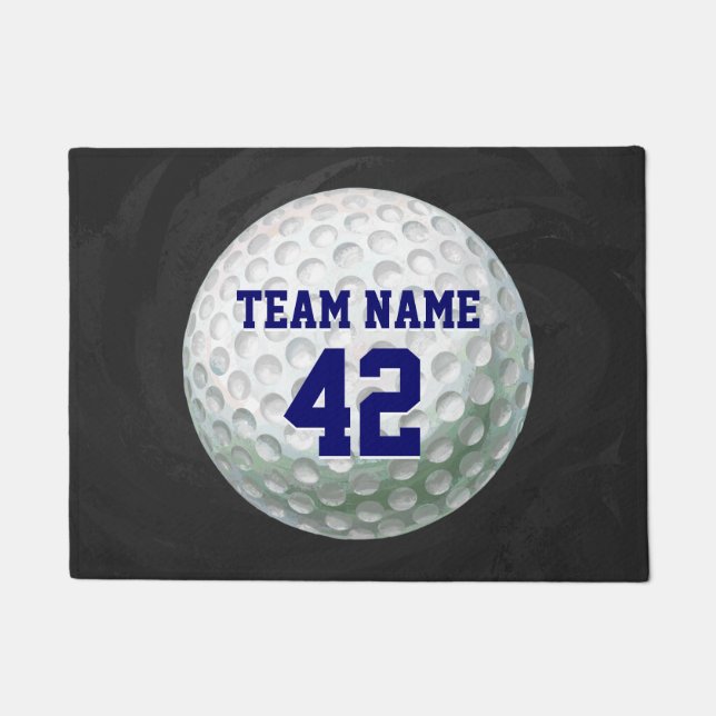 Player Name and Number Golf ball Doormat (Front)