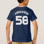 Player Name and Number Sports Jersey  T-Shirt<br><div class="desc">This t-shirt with a custom name and number would be a wonderful gift for any sports player and fan!  The bold design with a large number will be sure to stand out.</div>
