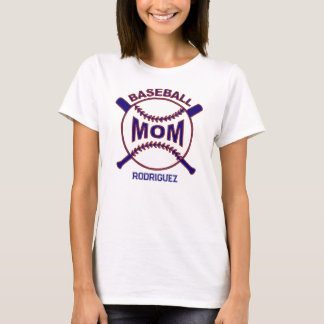 Player Name Blue Baseball Mum T-Shirt