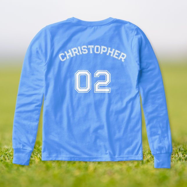 Player Name Jersey Number Boys Blue Long Sleeve (Player Name Jersey Number Boys Blue Long Sleeve Tri-Blend Shirts)