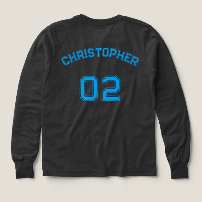 Player Name Jersey Number Boys Grey Long Sleeve (Design Back)